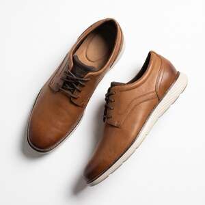 Rockport Garett Plain Toe Lace Up Derby Shoes Cognac Brown Leather Mens 11.5 W